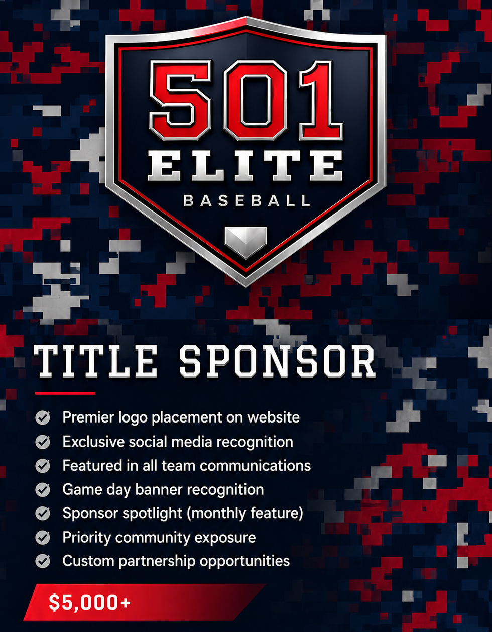 Title Sponsor level for 501 Elite Baseball